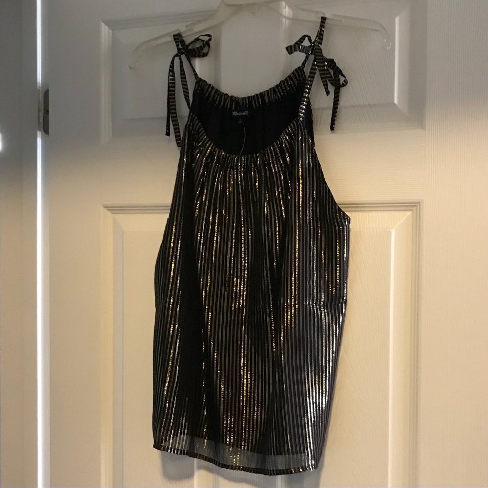 Madewell shimmer tie strap tank